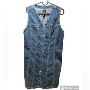 GAP Denim Button Up Sleeveless Dress/Vest Size 10
